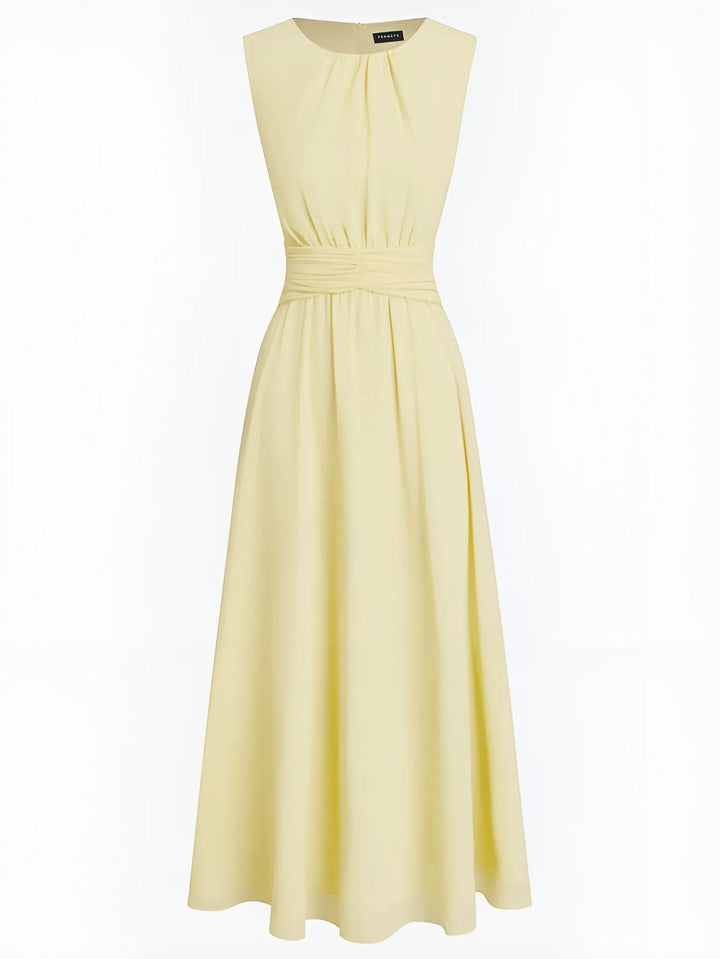 Women's Elegant Sleeveless Maxi Wedding Guest Dress with A-Line Silhouette