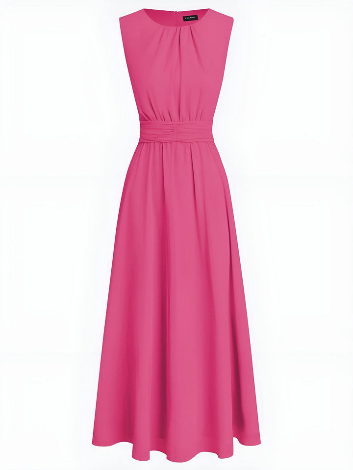 Women's Elegant Sleeveless Maxi Wedding Guest Dress with A-Line Silhouette