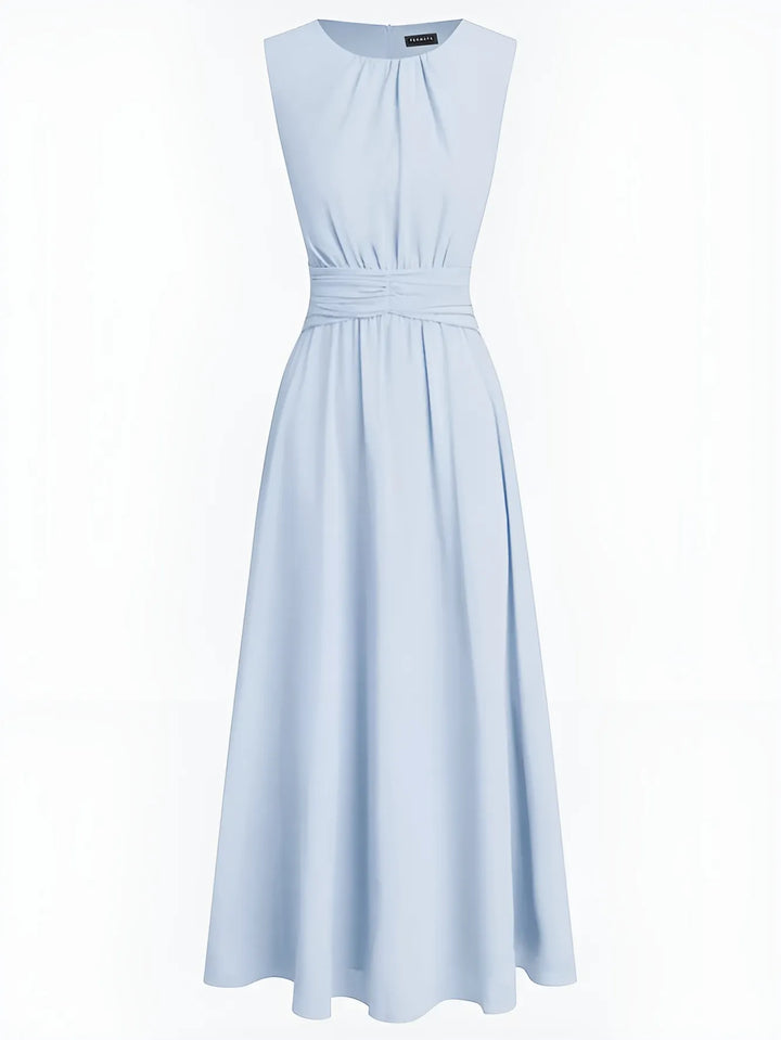 Women's Elegant Sleeveless Maxi Wedding Guest Dress with A-Line Silhouette