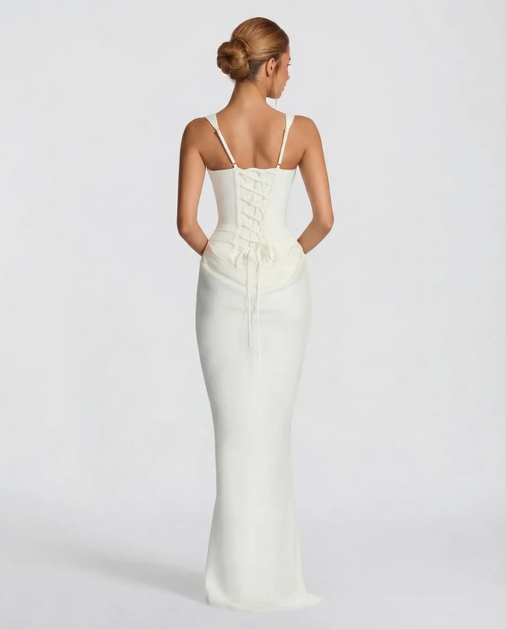 Women's Elegant Sleeveless Maxi Wedding Guest Dress with Square Neck