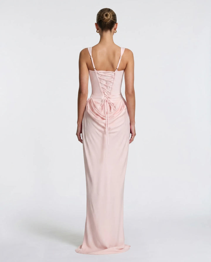 Women's Elegant Sleeveless Maxi Wedding Guest Dress with Square Neck