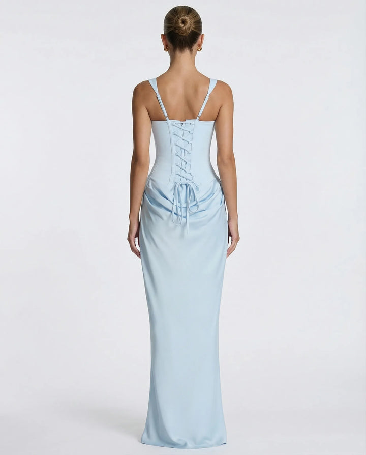 Women's Elegant Sleeveless Maxi Wedding Guest Dress with Square Neck