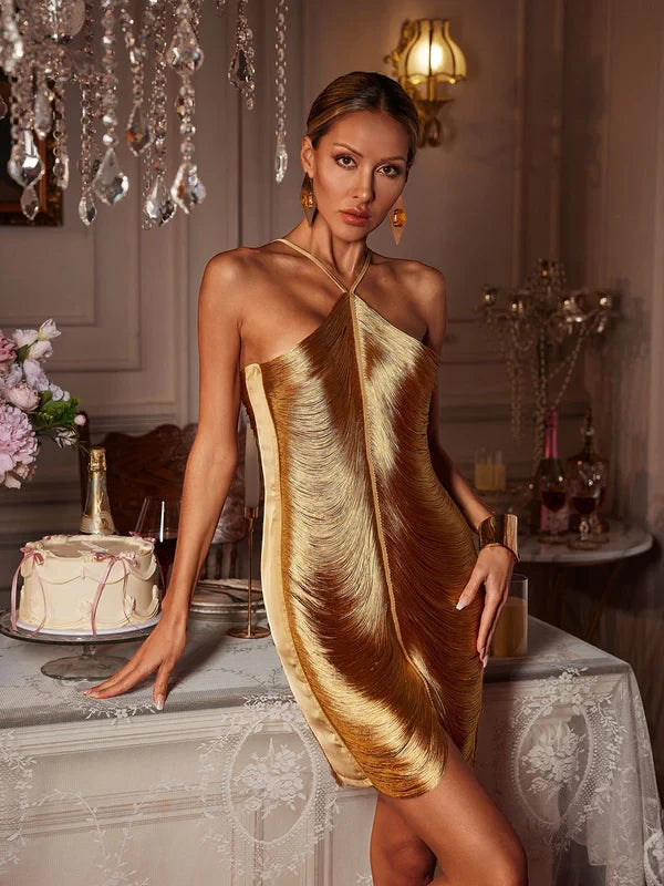 Women's Elegant Sleeveless Mini Cocktail Dress with Open Back