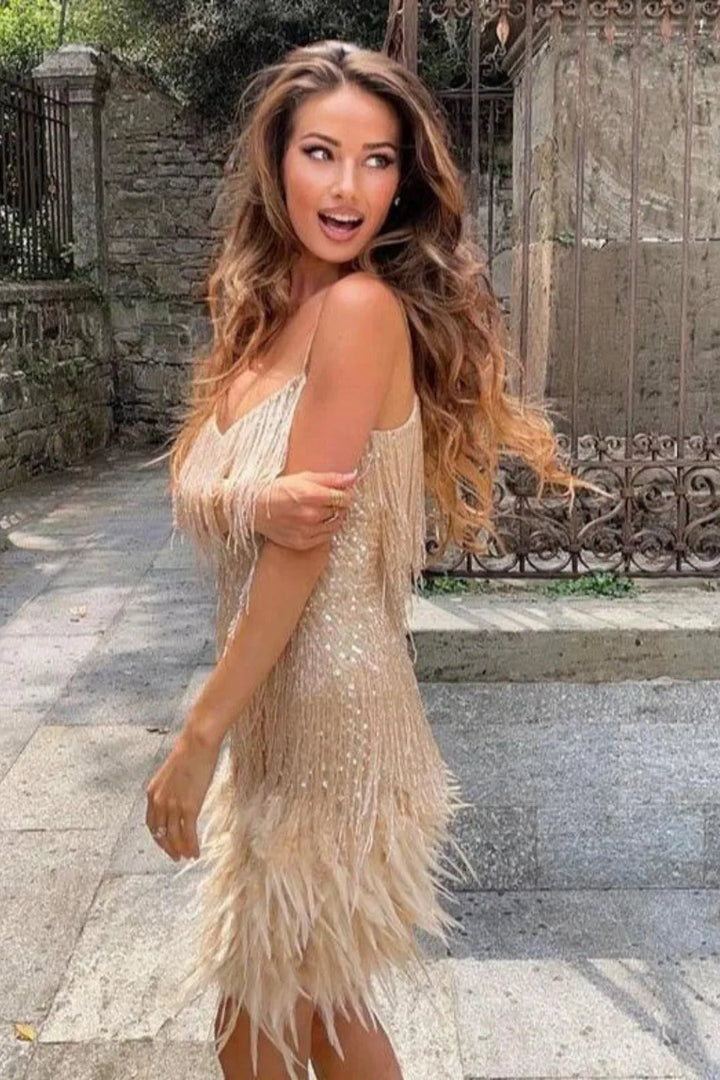 Women's Elegant Sleeveless Mini Cocktail Dress with V-Neck