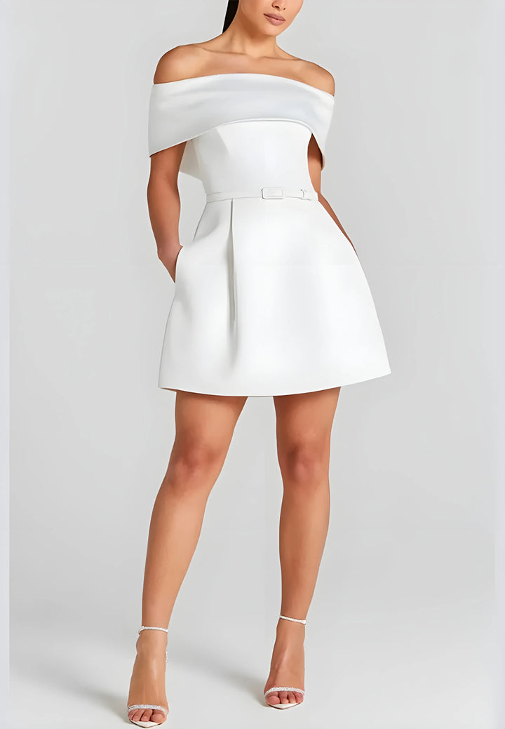 Women's Elegant Strapless Mini Cocktail Dress with Open Back