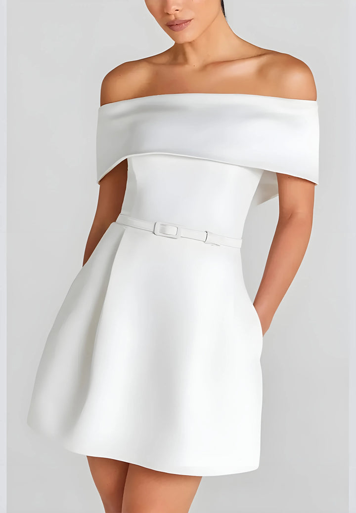 Women's Elegant Strapless Mini Cocktail Dress with Open Back