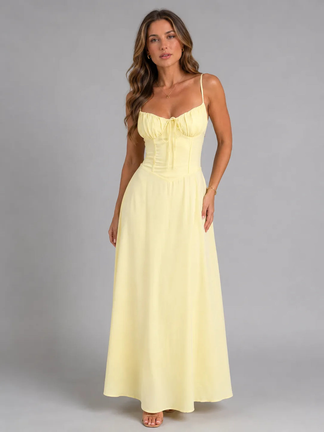 Women's Elegant Summer Maxi Wedding Guest Dress with Sweetheart Neckline
