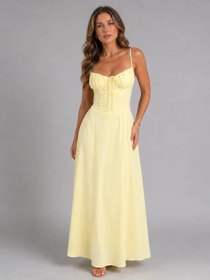 Women's Elegant Summer Maxi Wedding Guest Dress with Sweetheart Neckline