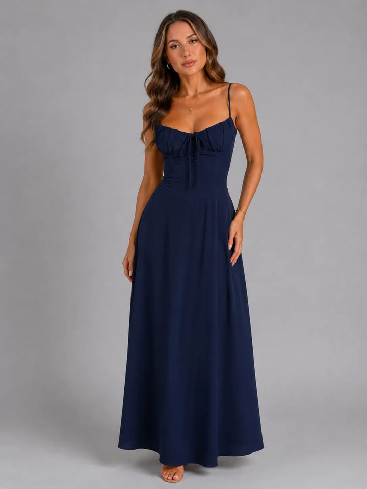 Women's Elegant Summer Maxi Wedding Guest Dress with Sweetheart Neckline