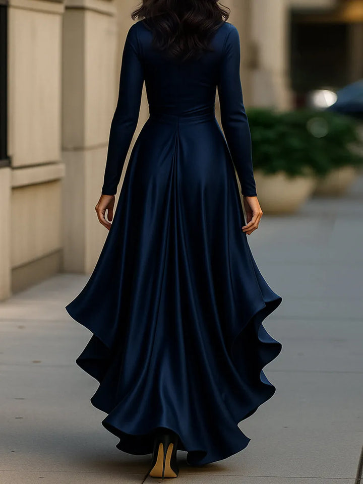 Women's Elegant Wrap Maxi Wedding Guest Dress with Ruffle