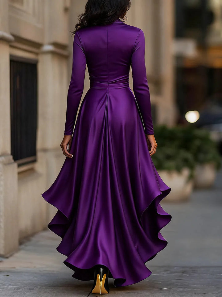 Women's Elegant Wrap Maxi Wedding Guest Dress with Ruffle