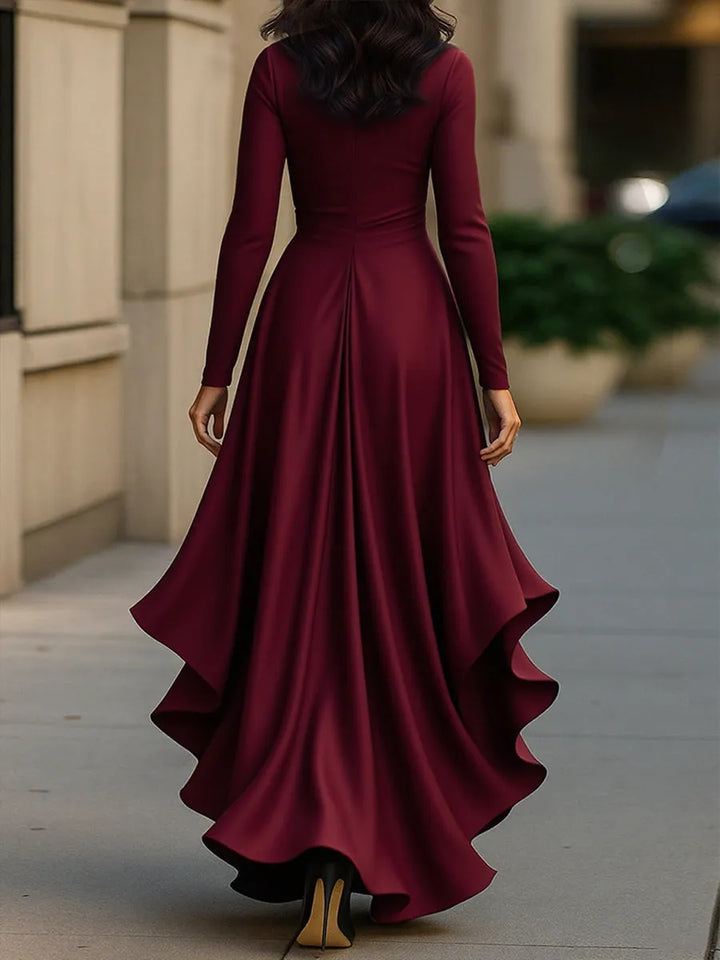 Women's Elegant Wrap Maxi Wedding Guest Dress with Ruffle