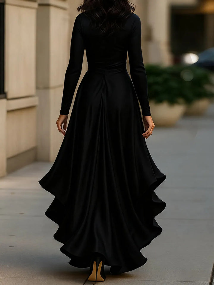 Women's Elegant Wrap Maxi Wedding Guest Dress with Ruffle