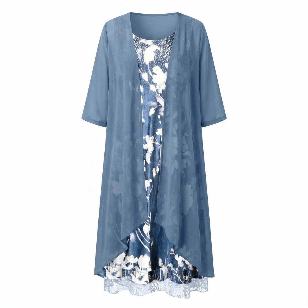 Women’s Floral Flowy Midi Wedding Guest Dress with Scoop Neck