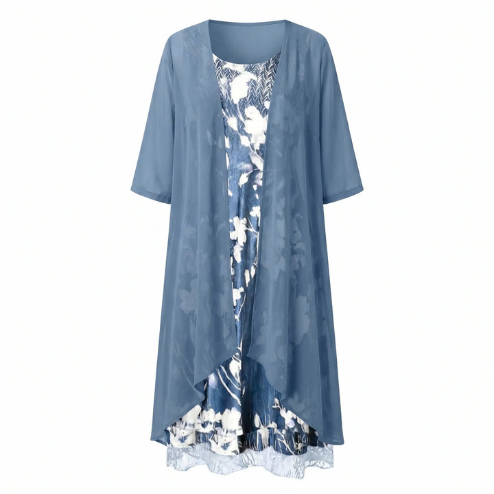 Women’s Floral Flowy Midi Wedding Guest Dress with Scoop Neck