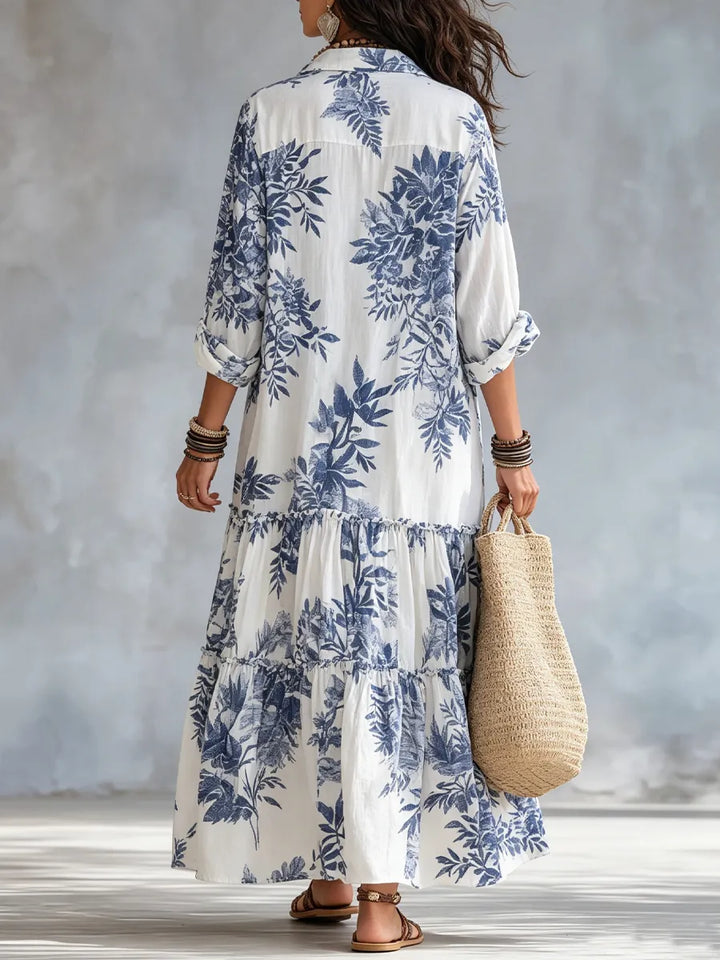 Women's Floral Long Sleeve Maxi Wedding Guest Dress