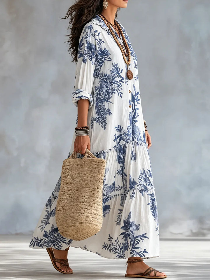Women's Floral Long Sleeve Maxi Wedding Guest Dress