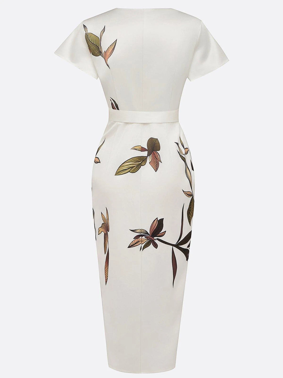 Women's Floral Midi Wedding Guest Dress with Ties