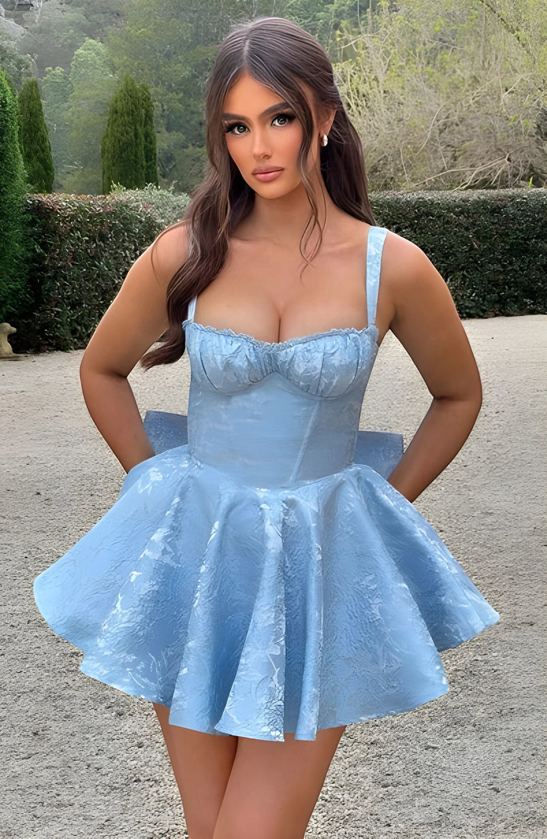 Women's Floral Mini Cocktail Dress with Sweetheart Neckline