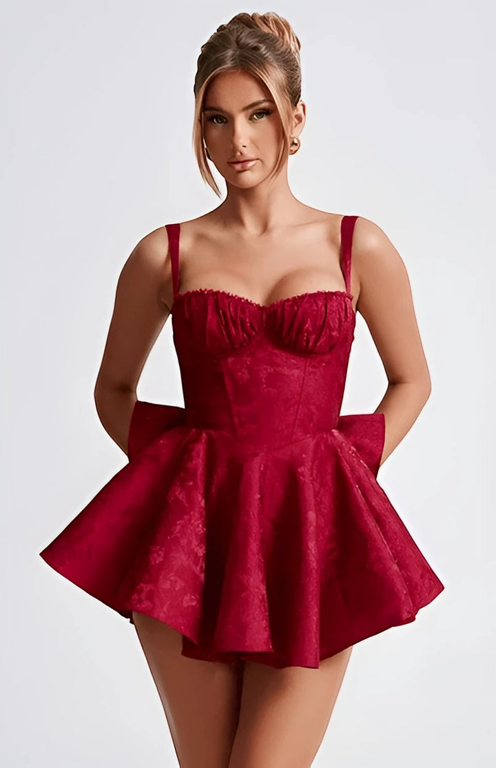 Women's Floral Mini Cocktail Dress with Sweetheart Neckline