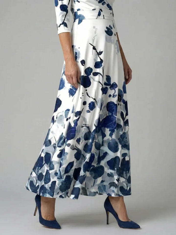 Women's Floral Wrap Maxi Wedding Guest Dress with V-Neck