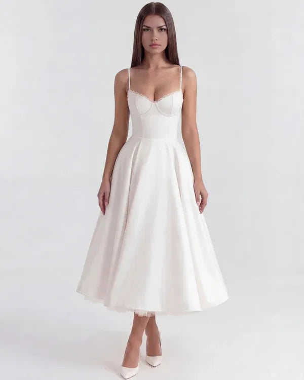 Women's Flowy Sleeveless Maxi Wedding Guest Dress with Sweetheart Neckline