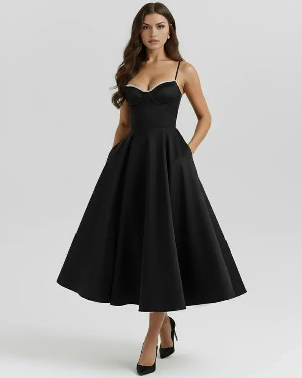 Women's Flowy Sleeveless Maxi Wedding Guest Dress with Sweetheart Neckline