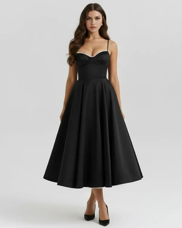 Women's Flowy Sleeveless Maxi Wedding Guest Dress with Sweetheart Neckline