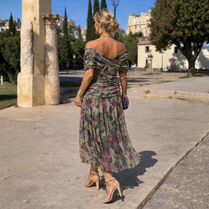 Women's Formal Bodycon Maxi Wedding Guest Dress with Ruched Detail
