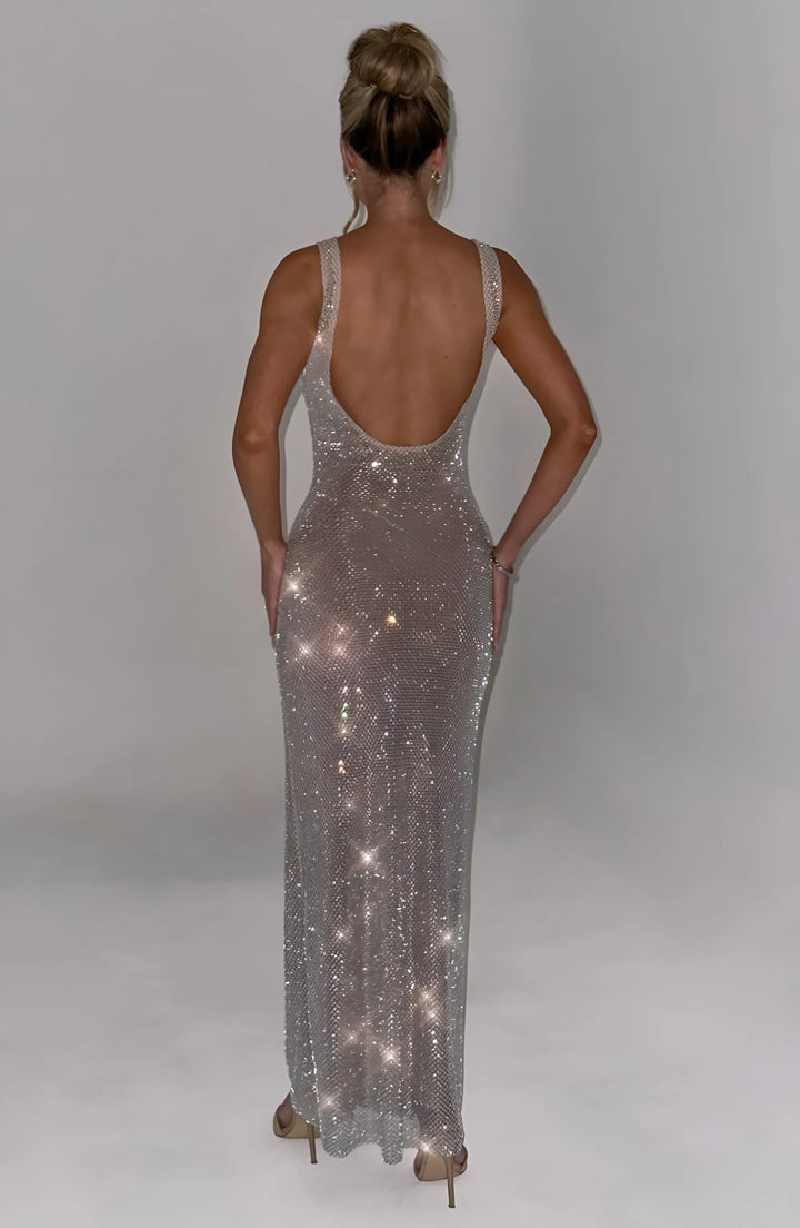 Women's Formal Elegant Maxi Cocktail Dress with Open Back