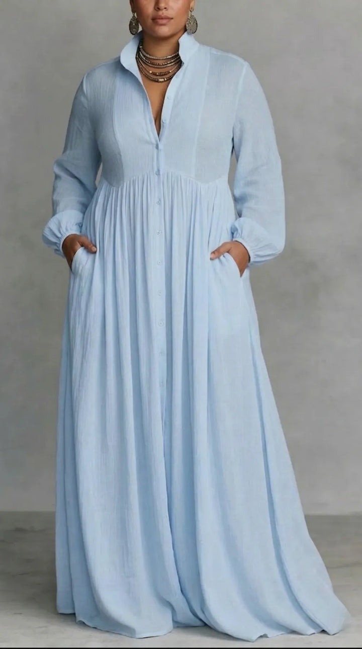 Women's Formal Elegant Maxi Wedding Guest Dress with Pleated Detail