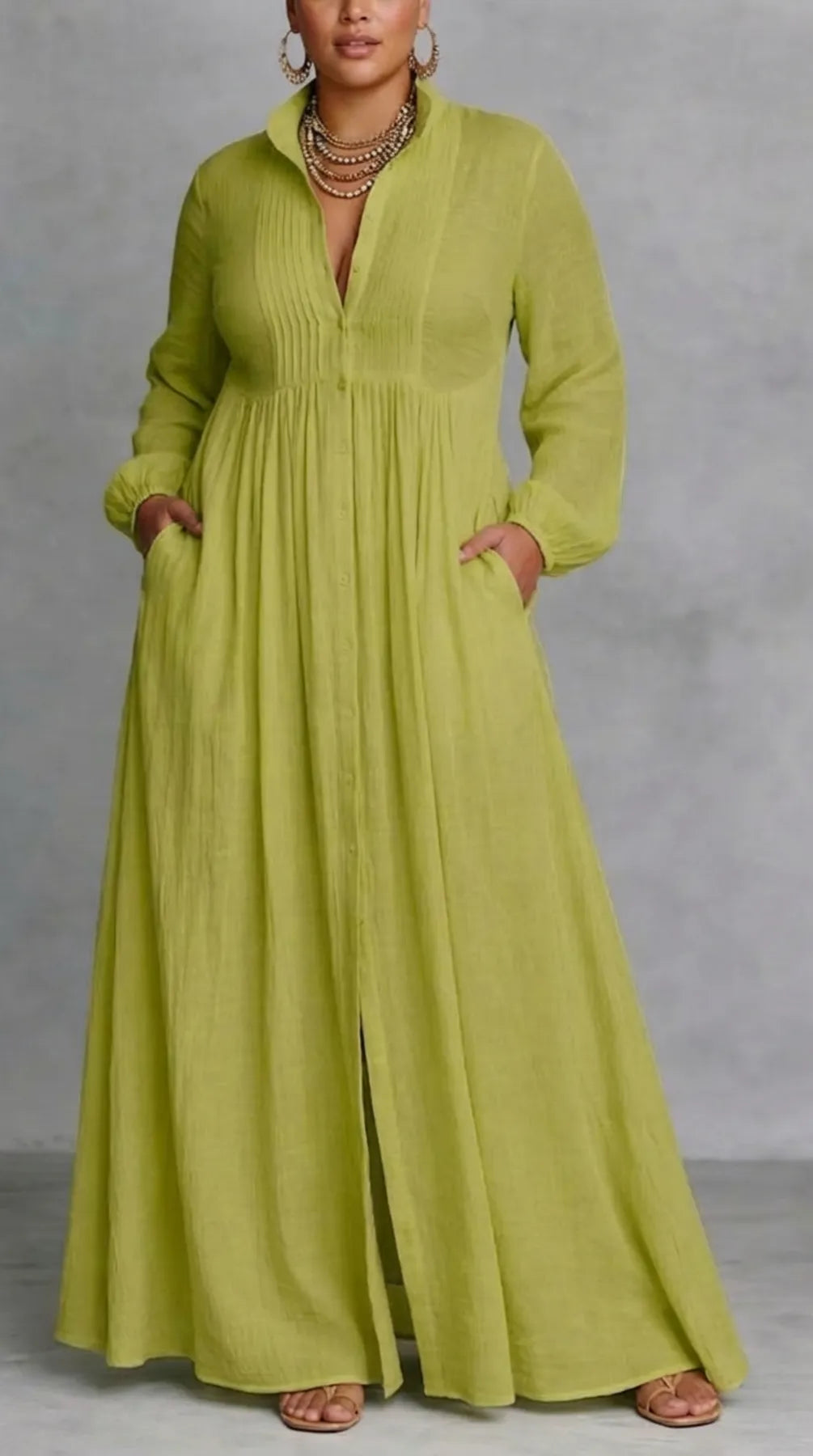 Women's Formal Elegant Maxi Wedding Guest Dress with Pleated Detail
