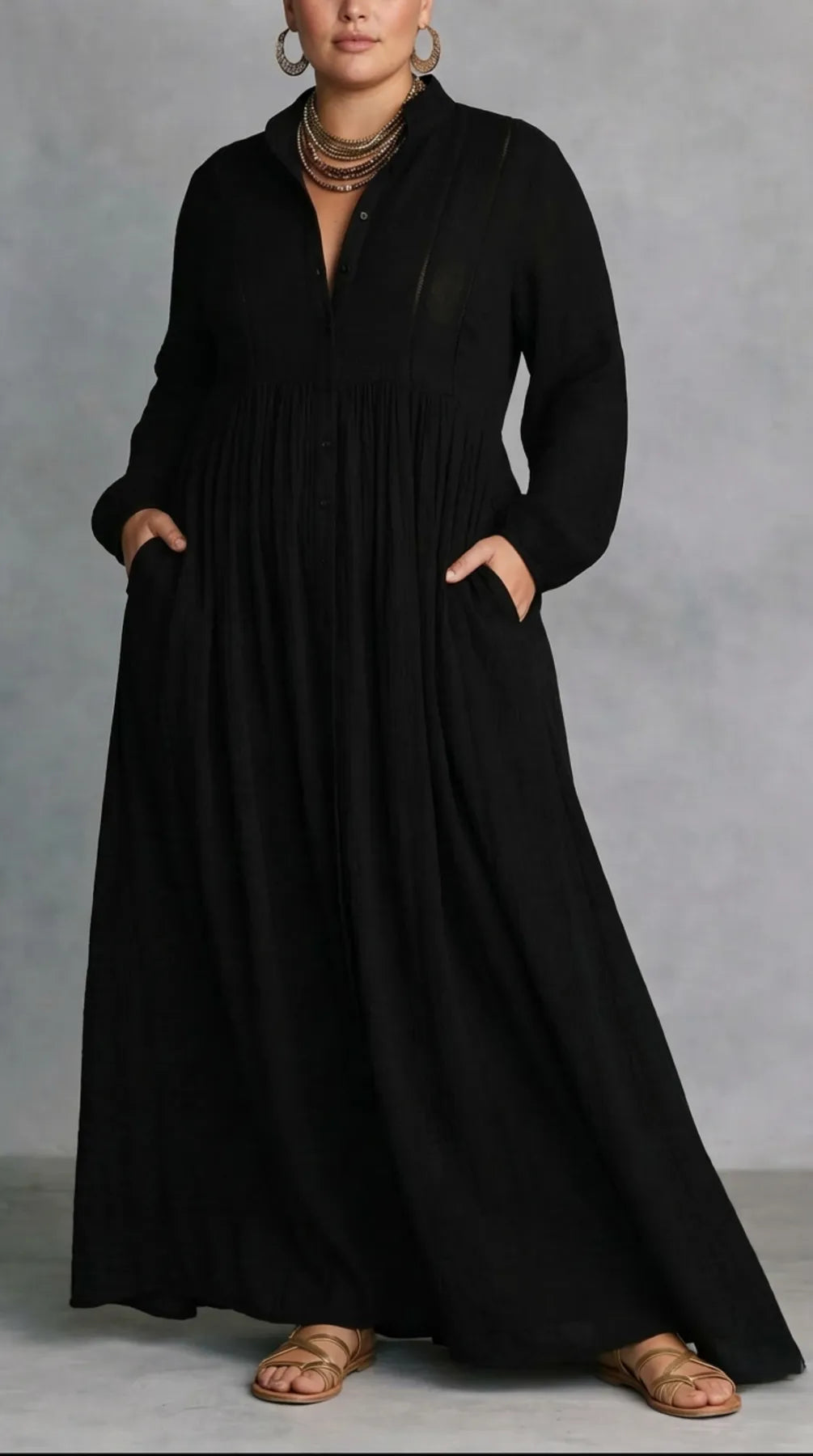 Women's Formal Elegant Maxi Wedding Guest Dress with Pleated Detail