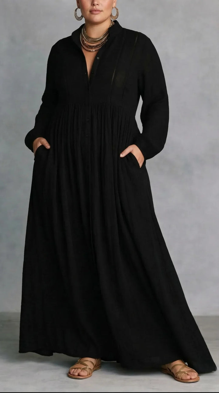 Women's Formal Elegant Maxi Wedding Guest Dress with Pleated Detail