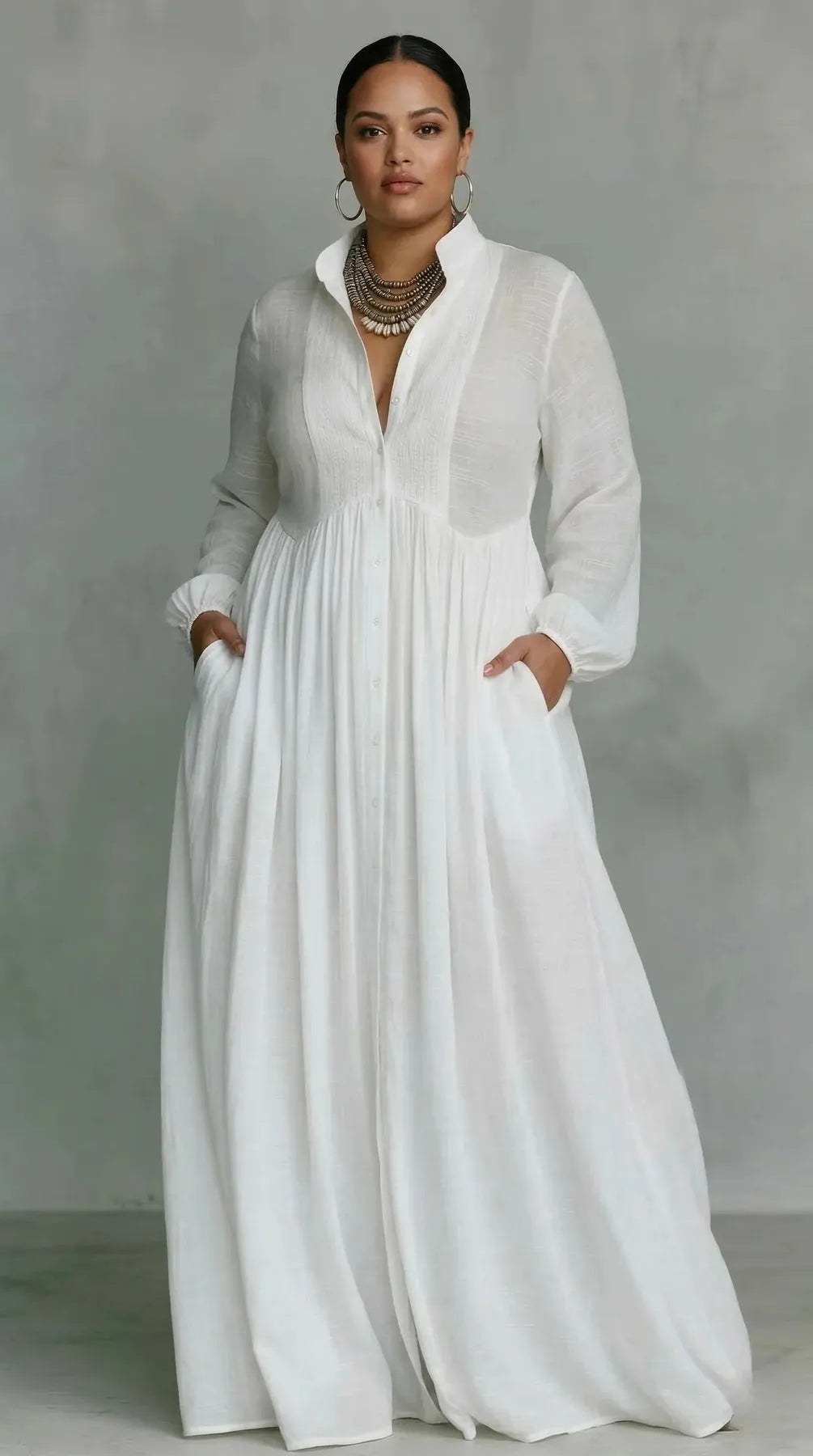 Women's Formal Elegant Maxi Wedding Guest Dress with Pleated Detail