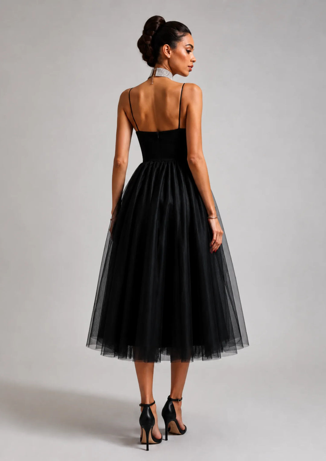 Women's Formal Elegant Midi Cocktail Dress with Sweetheart Neckline
