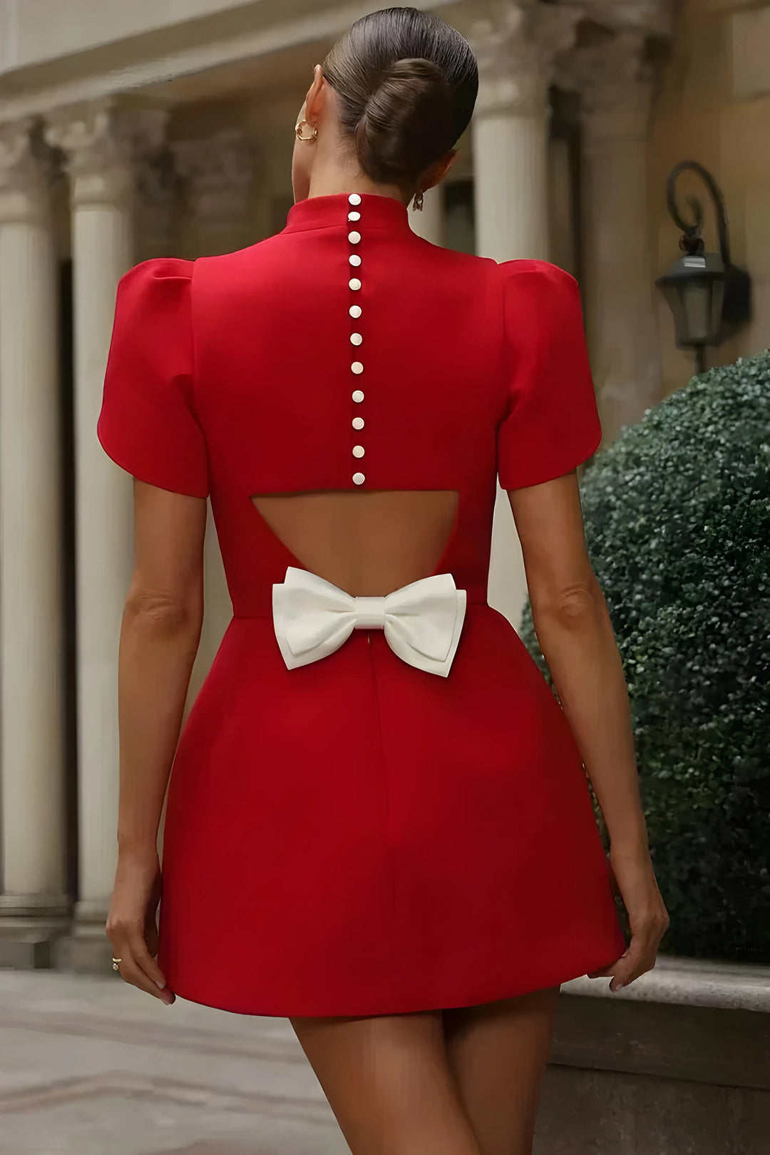 Women's Formal Elegant Mini Cocktail Dress with Flutter Sleeves
