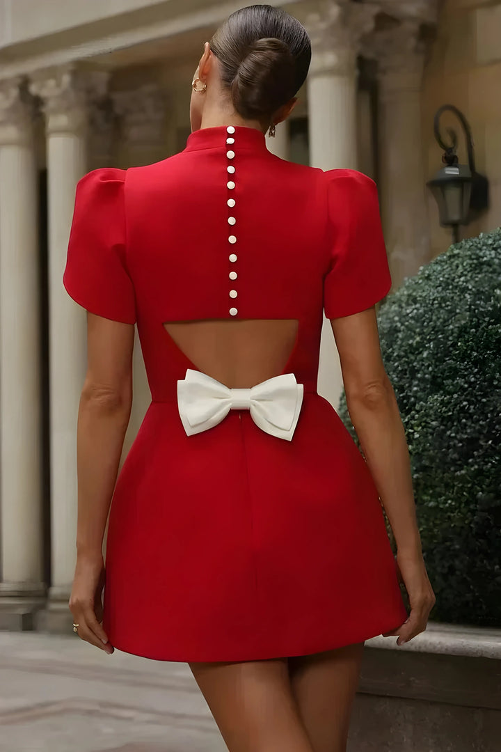 Women's Formal Elegant Mini Cocktail Dress with Flutter Sleeves