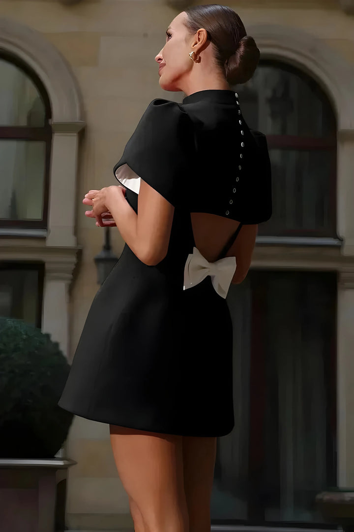 Women's Formal Elegant Mini Cocktail Dress with Flutter Sleeves