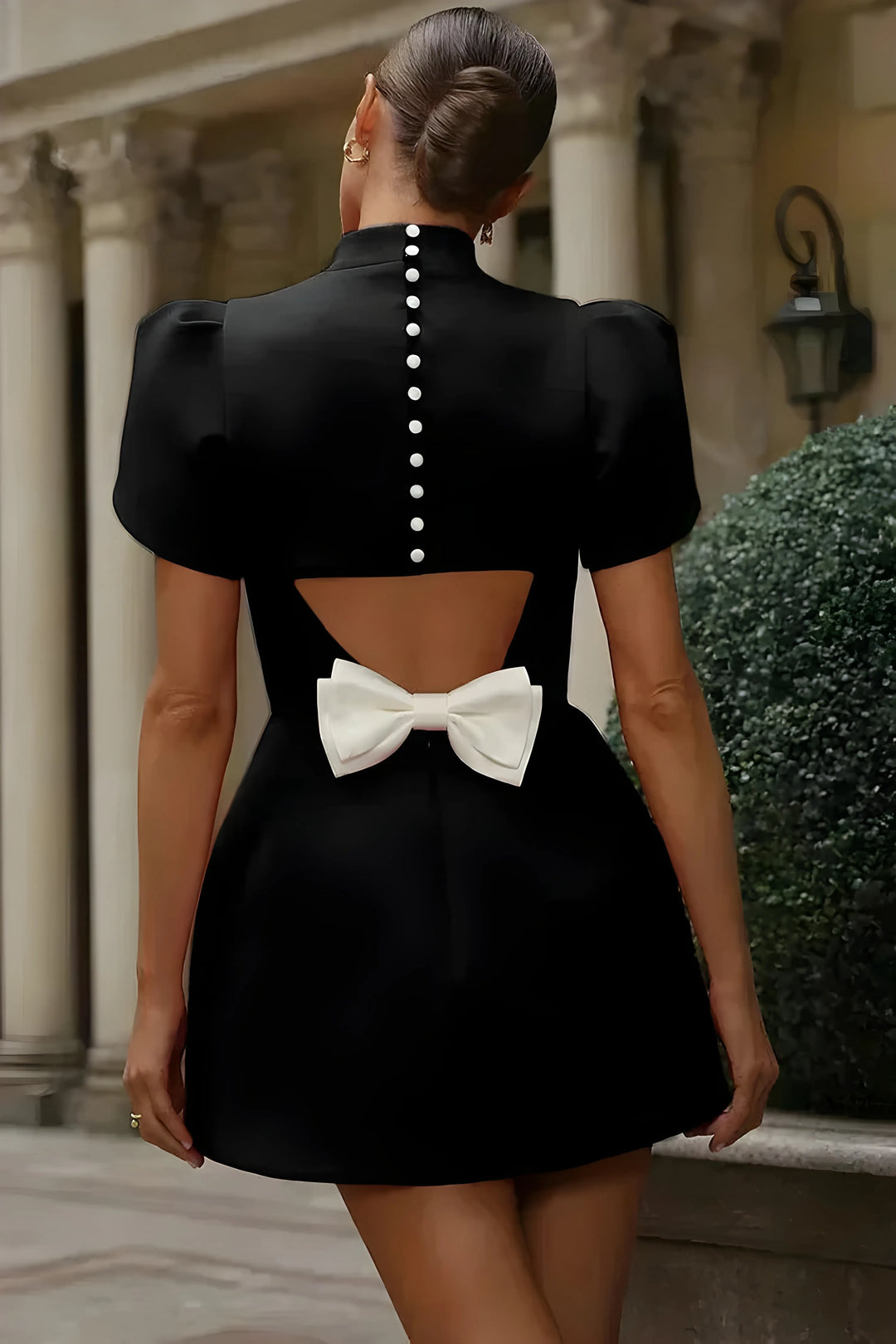 Women's Formal Elegant Mini Cocktail Dress with Flutter Sleeves
