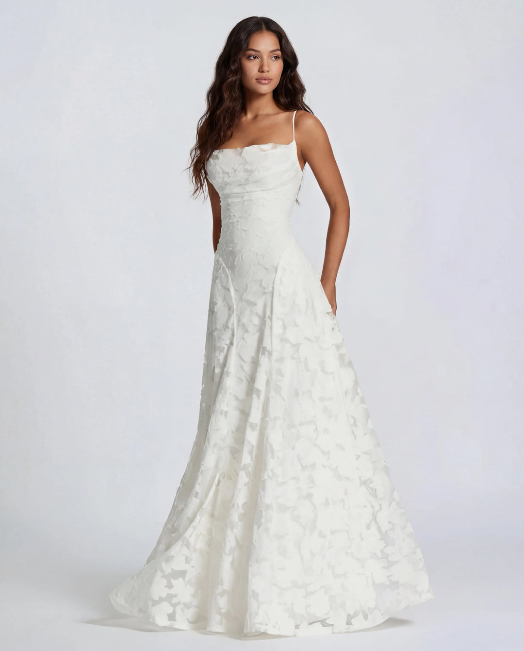 Women's Formal Floral Maxi Wedding Guest Dress with Spaghetti Straps