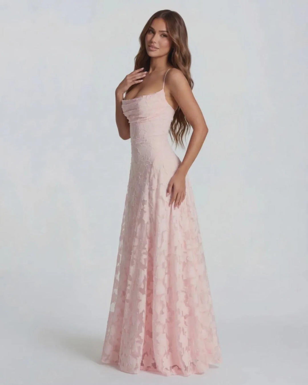 Women's Formal Floral Maxi Wedding Guest Dress with Spaghetti Straps