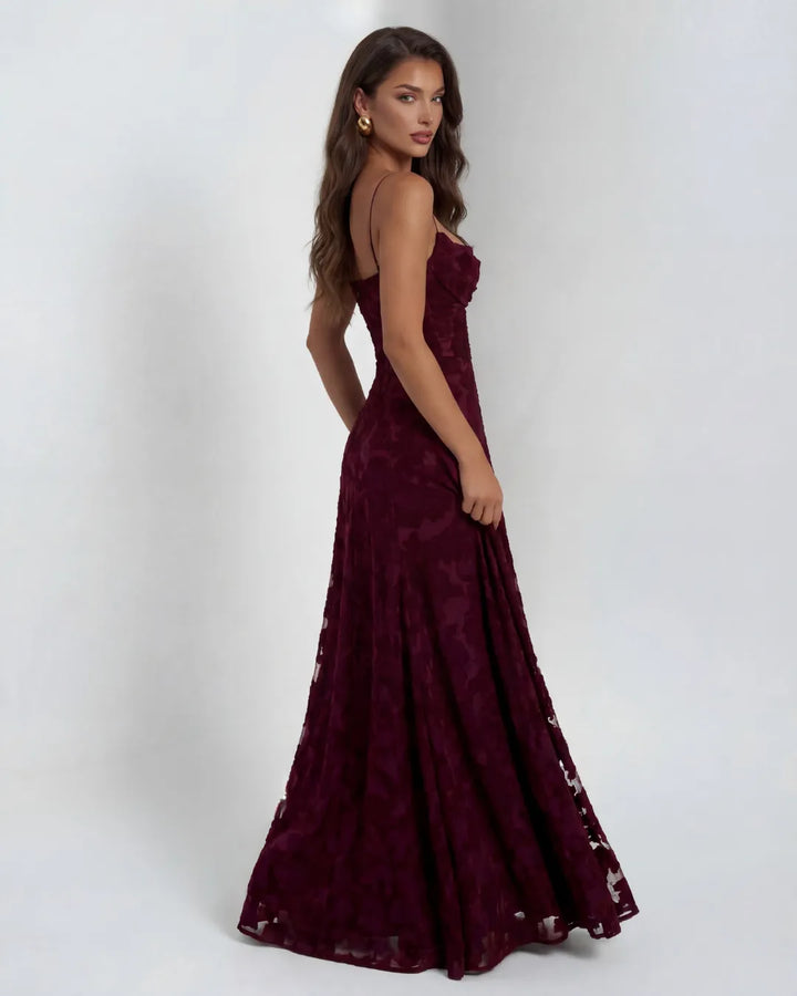 Women's Formal Floral Maxi Wedding Guest Dress with Spaghetti Straps