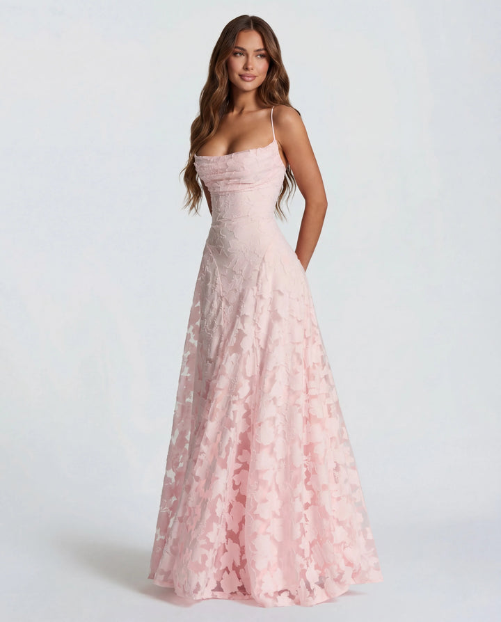 Women's Formal Floral Maxi Wedding Guest Dress with Spaghetti Straps