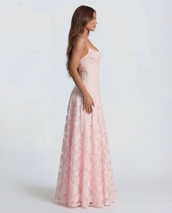Women's Formal Floral Maxi Wedding Guest Dress with Spaghetti Straps