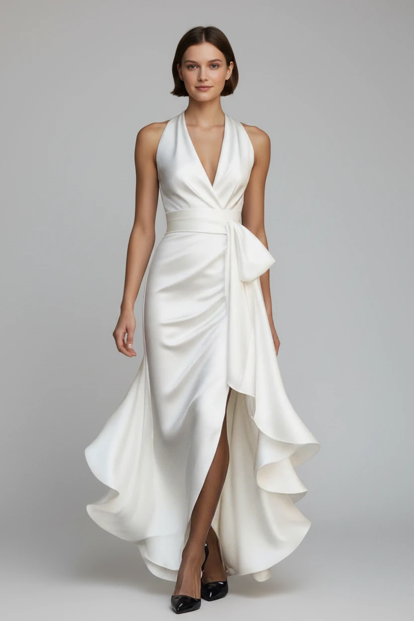 Women's Elegant Maxi Dress with V-Neck