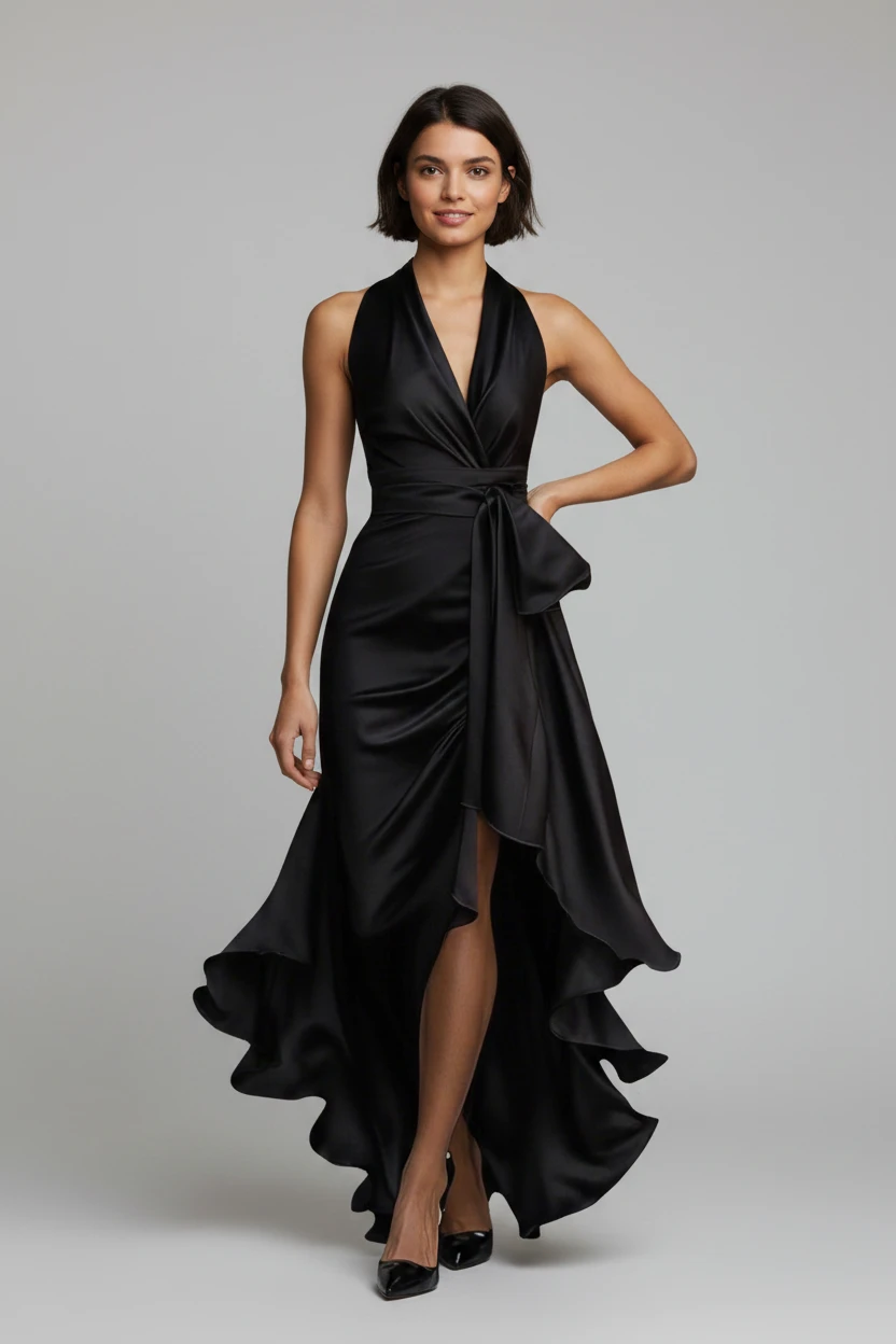 Women's Elegant Maxi Dress with V-Neck