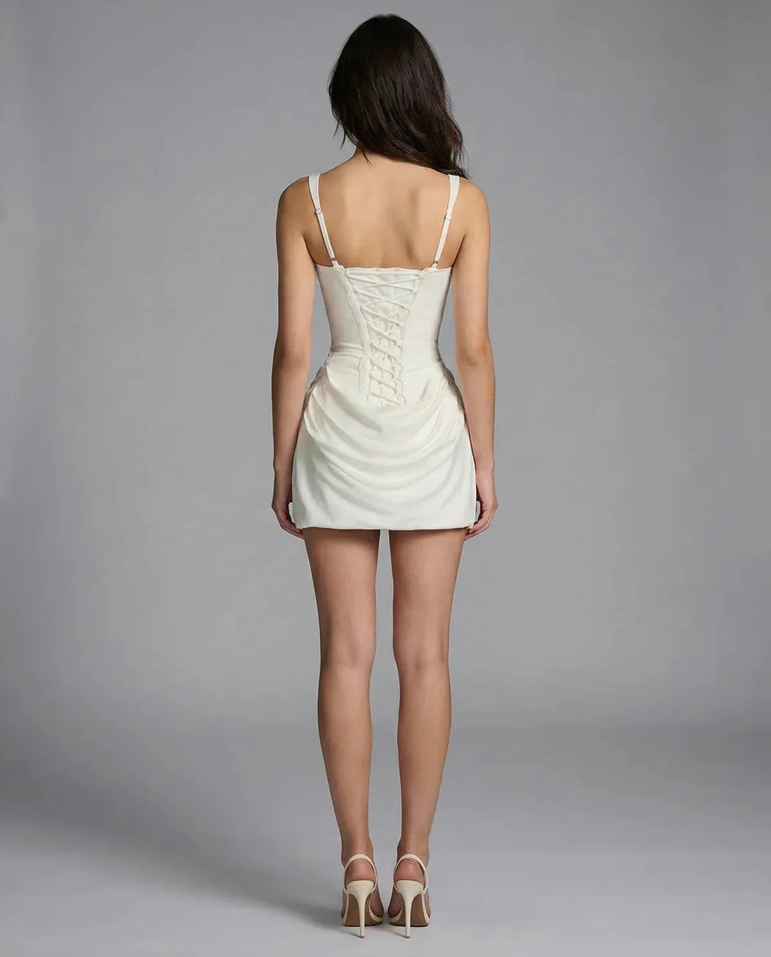 Women's Formal Ruched Mini Cocktail Dress with Square Neck