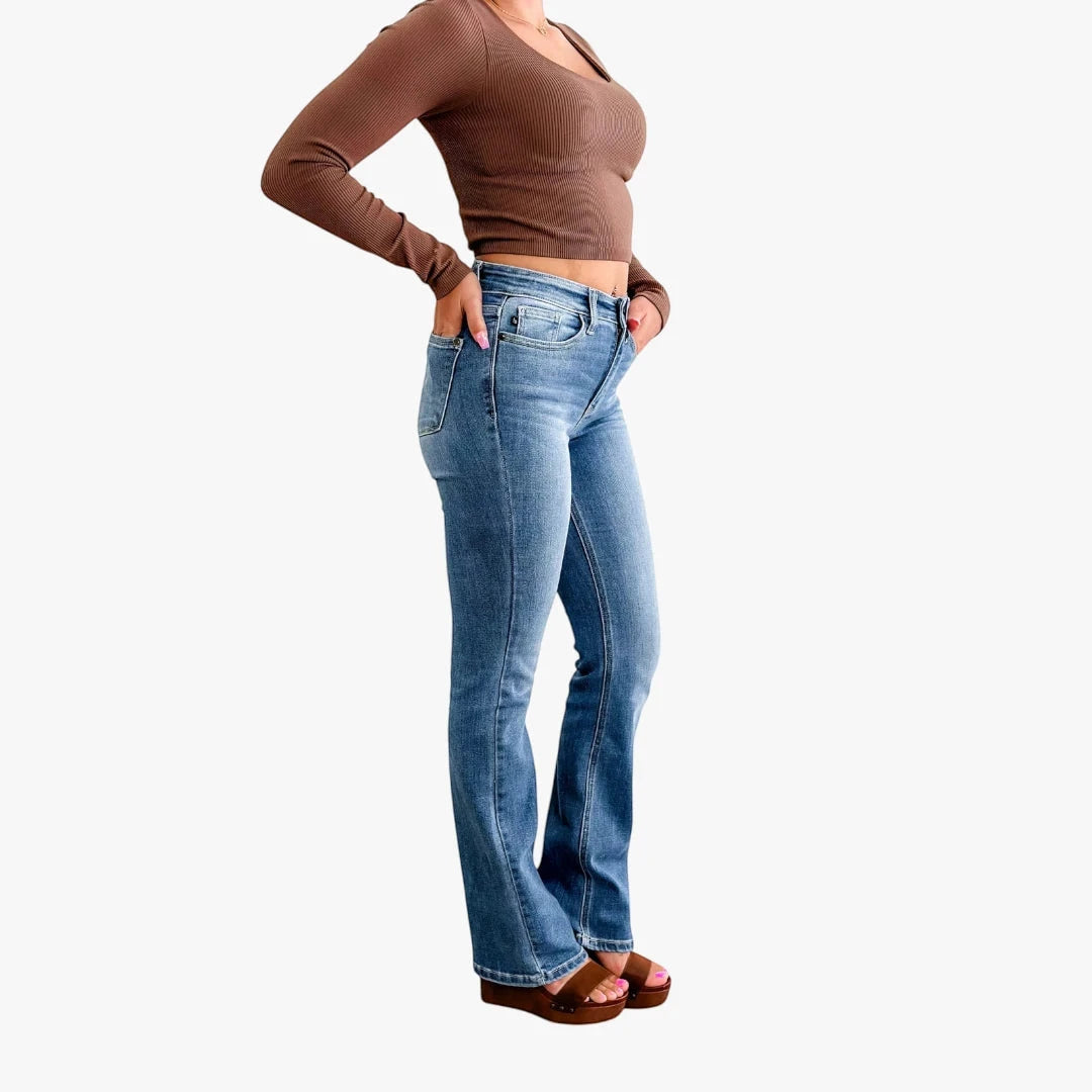 Women's High Waisted Bootcut Jeans with Stretch