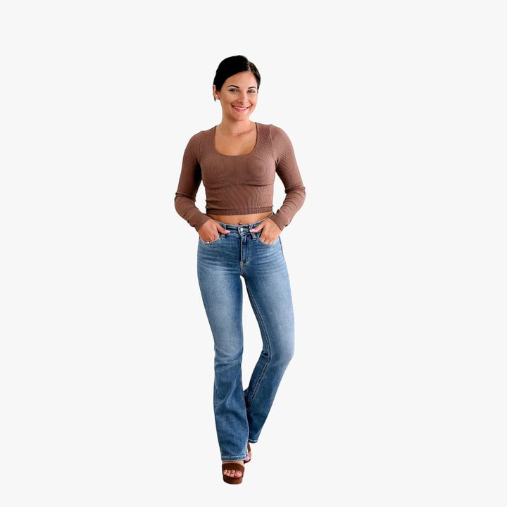 Women's High Waisted Bootcut Jeans with Stretch